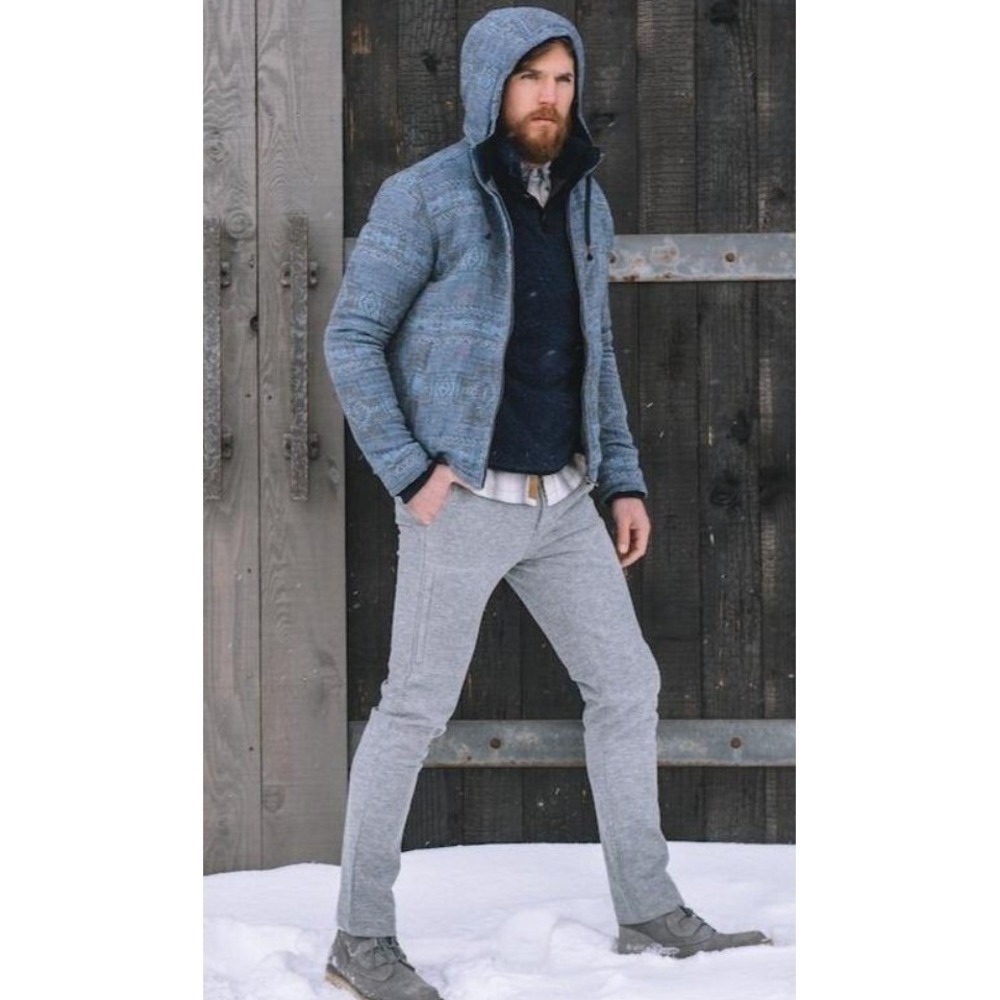 Nifty Genius Mens Henry Trouser Pants 30x32 Grey Herringbone Travel